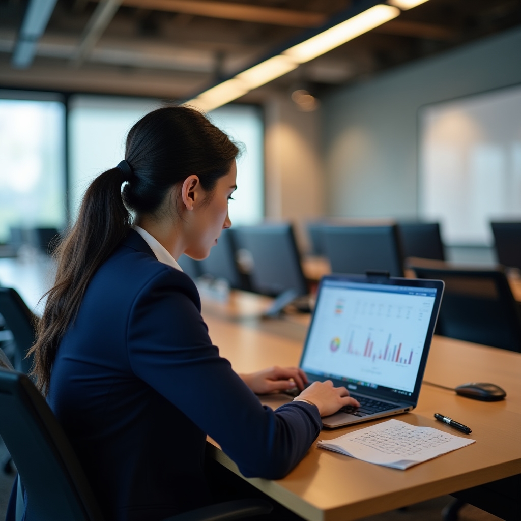 Предприниматель проходит обучение за ноутбуком